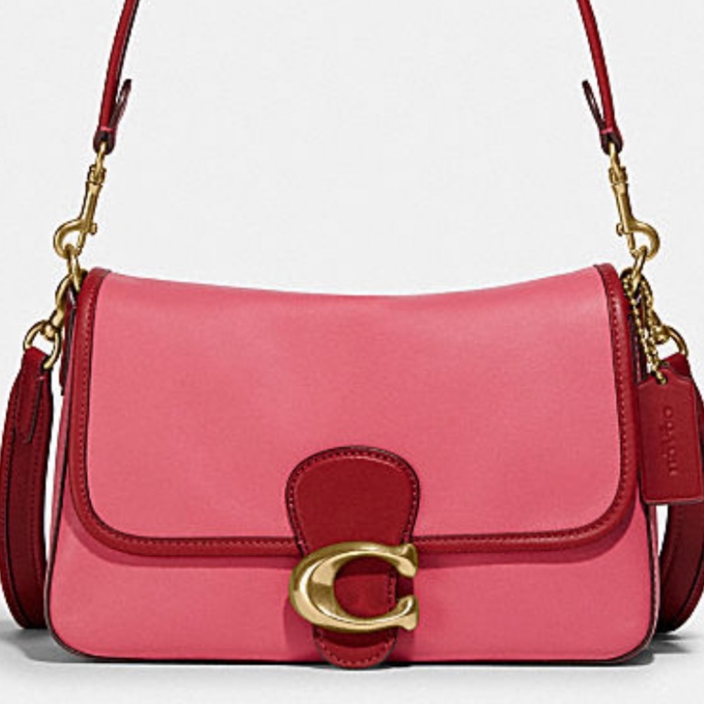 Coach Soft Tabby Shoulder Bag In Watermelon Colorblock